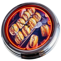 N-0471 Special Burger Große Neon-Uhr 17" Zoll Retro Wanduhr