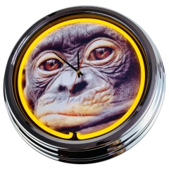 N-0479 Schimpansen Face Große Neon-Uhr 17" Zoll Retro Wanduhr