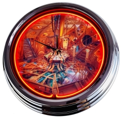 N-0482 Dr. Who Zeitmaschine Große Neon-Uhr 17" Zoll Retro Wanduhr
