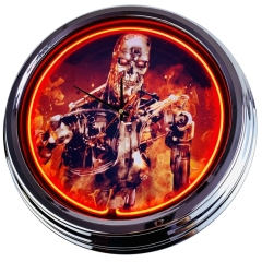 N-0483 Terminator Endoskeleton Große Neon-Uhr 17" Zoll Retro Wanduhr