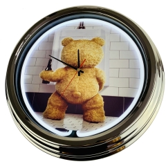 N-0489 Teddybär Große Neon-Uhr 17" Zoll Retro Wanduhr